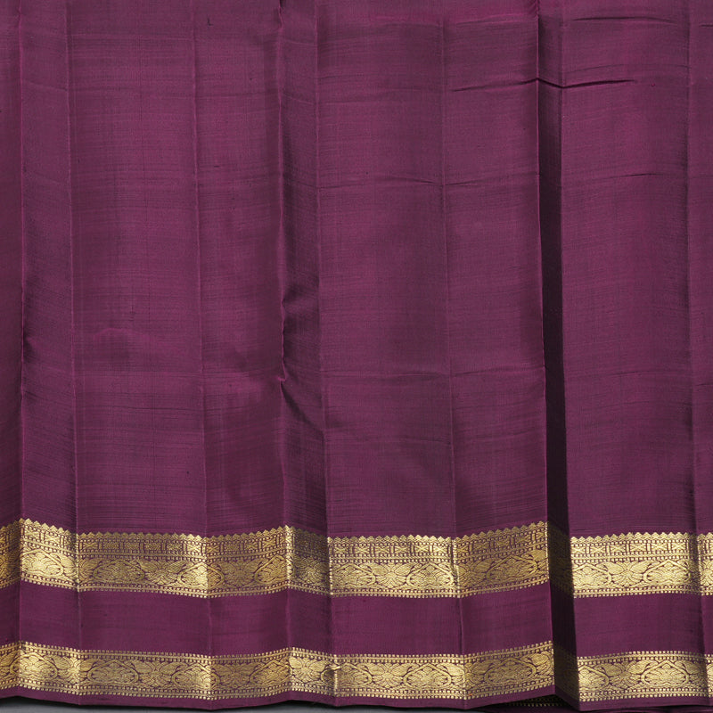 Hayagrivas Handloom Mehandi Green Kanjivaram Silk Saree with Plum Purple Border BF148-SBS