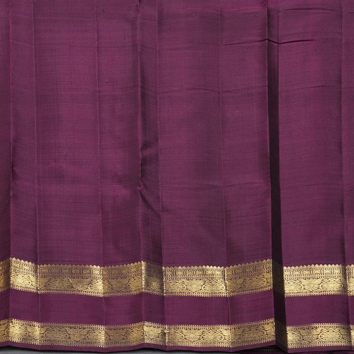 Hayagrivas Handloom Mehandi Green Kanjivaram Silk Saree with Plum Purple Border BF148-SBS