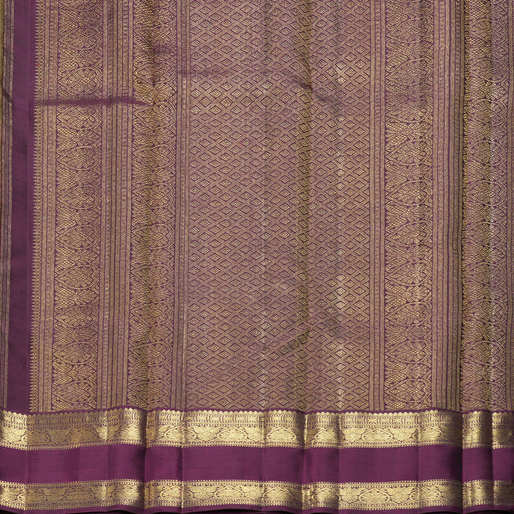 Hayagrivas Handloom Mehandi Green Kanjivaram Silk Saree with Plum Purple Border BF148-SBS