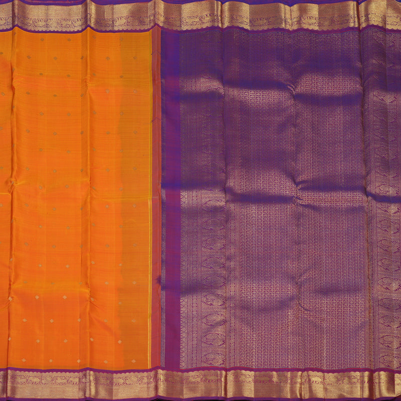 Hayagrivas Handloom Orange Kanjivaram Silk Saree with Purple Border BF15-SBS