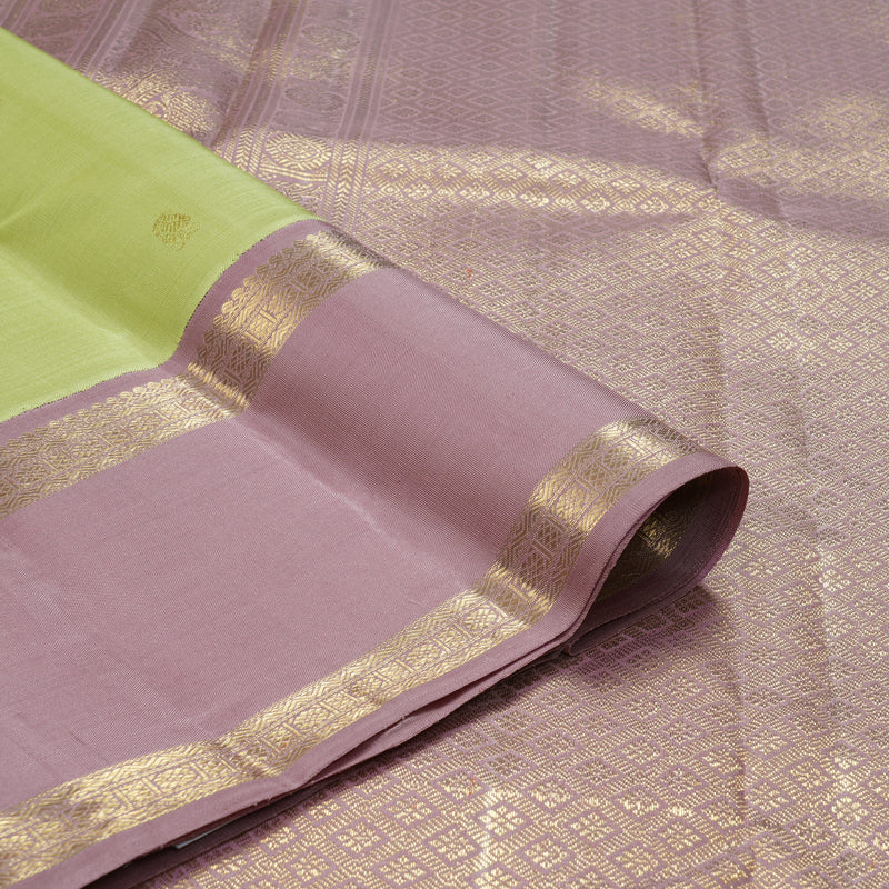 Hayagrivas Handloom Pista Green Kanjivaram Silk Saree with Lilac Border BF150-SBS