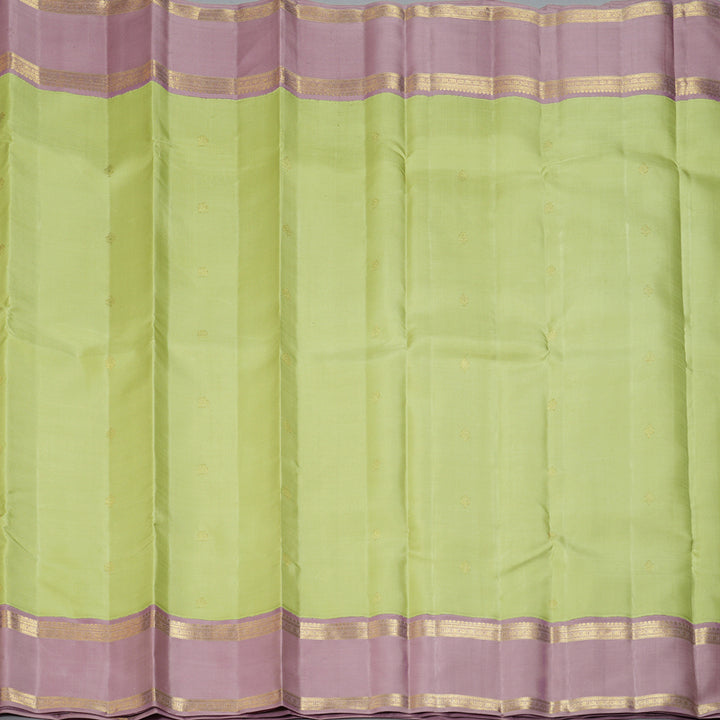 Hayagrivas Handloom Pista Green Kanjivaram Silk Saree with Lilac Border BF150-SBS