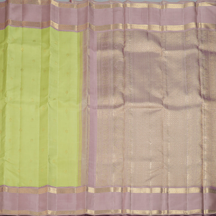 Hayagrivas Handloom Pista Green Kanjivaram Silk Saree with Lilac Border BF150-SBS