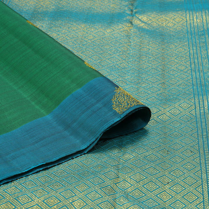 Hayagrivas Handloom Green Kanjivaram Silk Saree with Rama Blue Border BF154-SBS