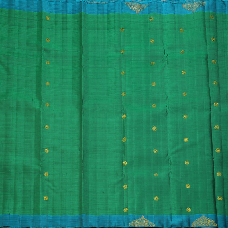 Hayagrivas Handloom Green Kanjivaram Silk Saree with Rama Blue Border BF154-SBS