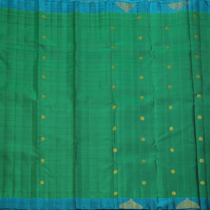 Hayagrivas Handloom Green Kanjivaram Silk Saree with Rama Blue Border BF154-SBS