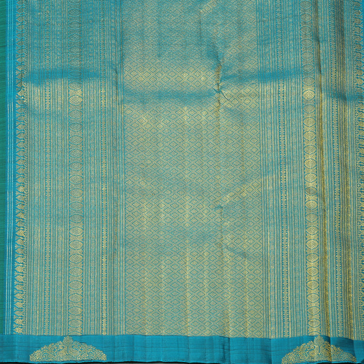 Hayagrivas Handloom Green Kanjivaram Silk Saree with Rama Blue Border BF154-SBS