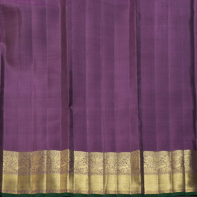 Hayagrivas Handloom Mehandi Green Kanjivaram Silk Saree with Dark Purple Border BF155-SBS
