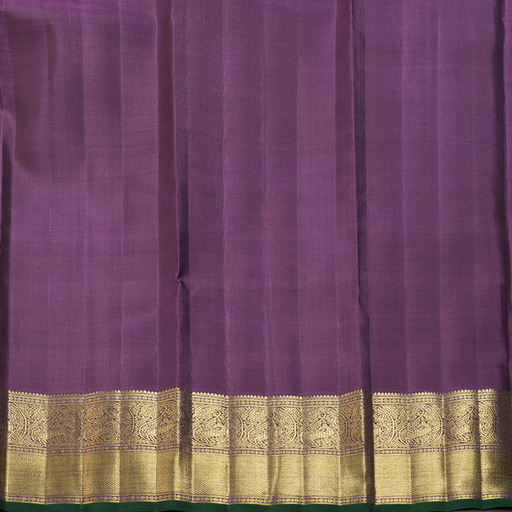 Hayagrivas Handloom Mehandi Green Kanjivaram Silk Saree with Dark Purple Border BF155-SBS