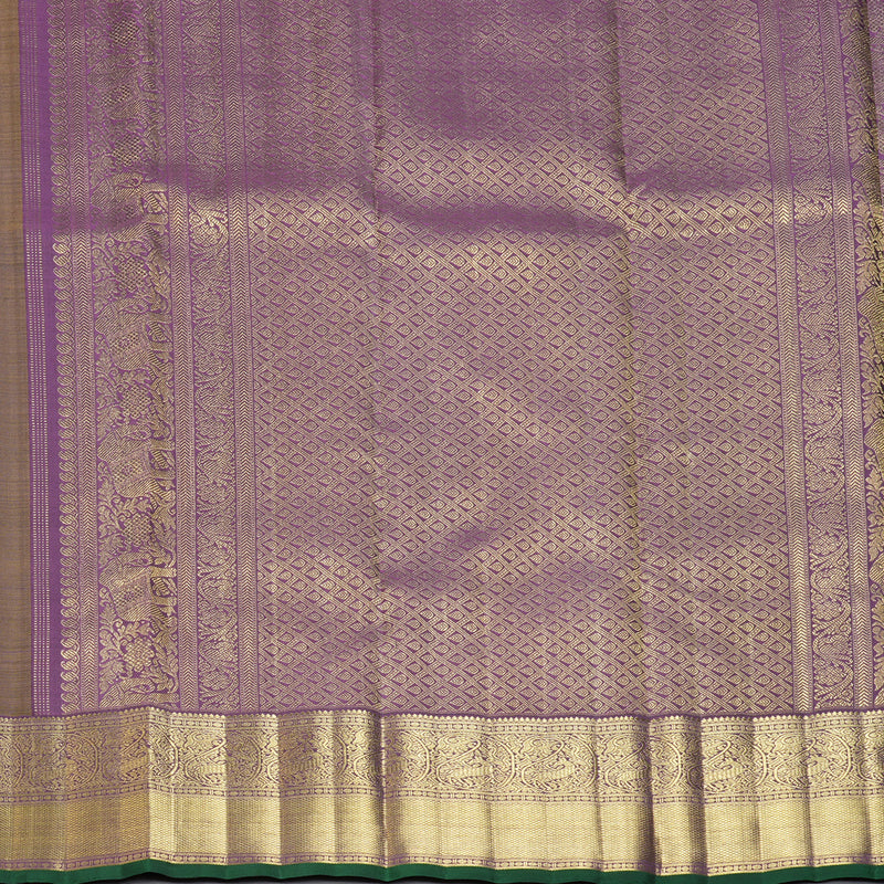 Hayagrivas Handloom Mehandi Green Kanjivaram Silk Saree with Dark Purple Border BF155-SBS