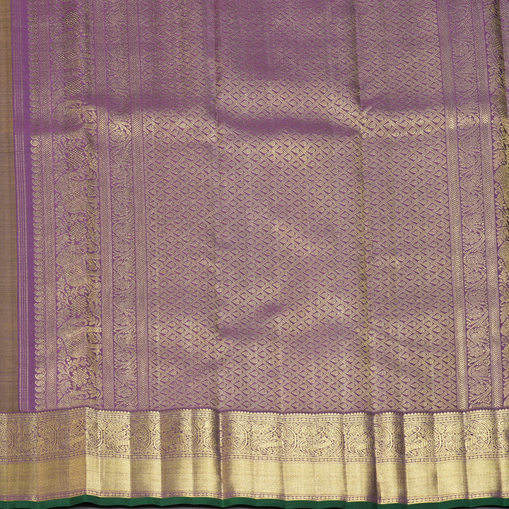 Hayagrivas Handloom Mehandi Green Kanjivaram Silk Saree with Dark Purple Border BF155-SBS