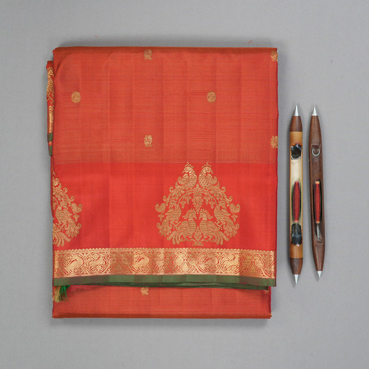 Hayagrivas Red Handloom Ten Yards Silk Saree BF156-SBS