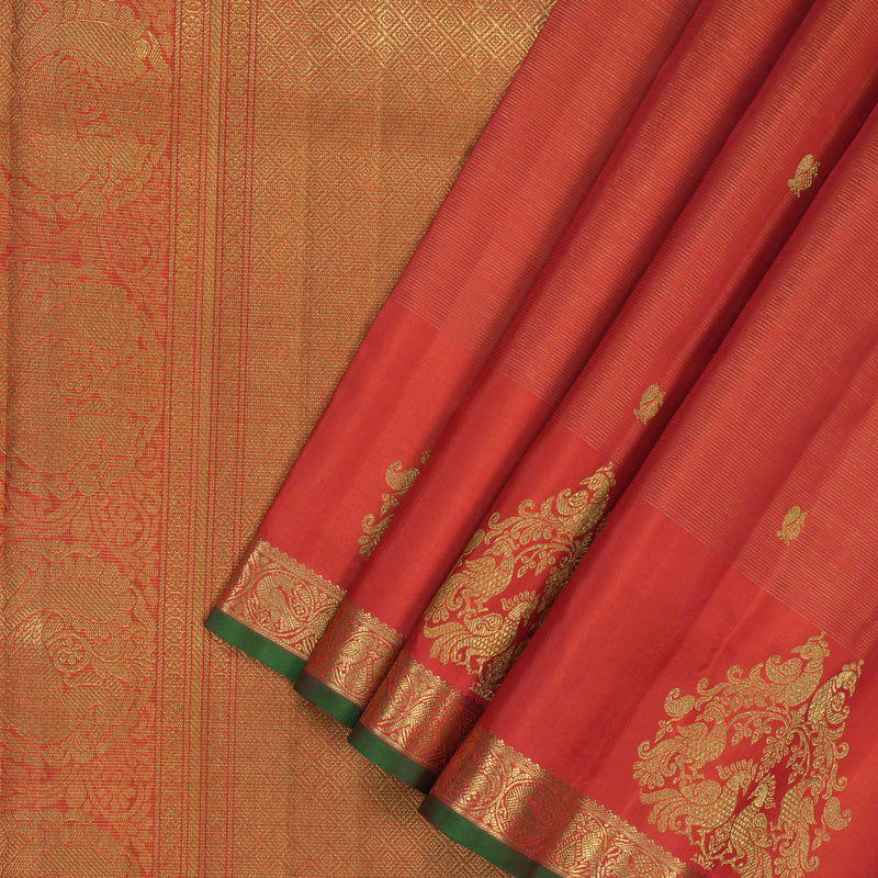 Hayagrivas Red Handloom Ten Yards Silk Saree BF156-SBS