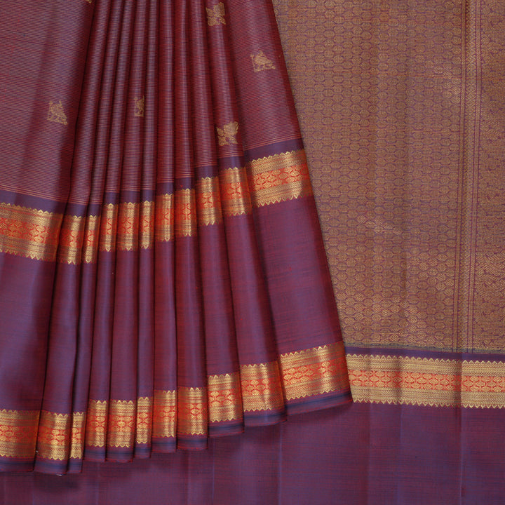 Hayagrivas Handloom Wine Purple Kanjivaram Silk Saree BF157-SBS