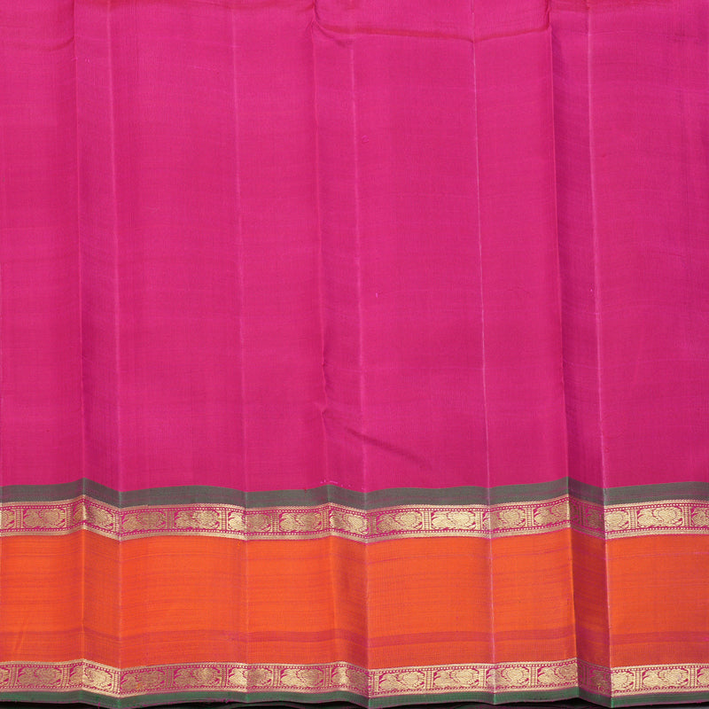 Hayagrivas Handloom Purple Kanjivaram Silk Saree with Orangish-Pink Border BF158-SBS