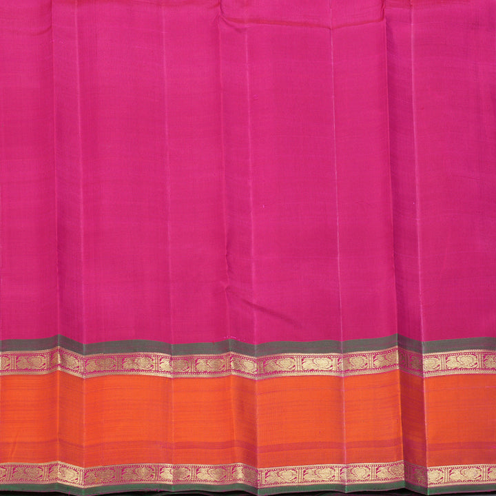 Hayagrivas Handloom Purple Kanjivaram Silk Saree with Orangish-Pink Border BF158-SBS