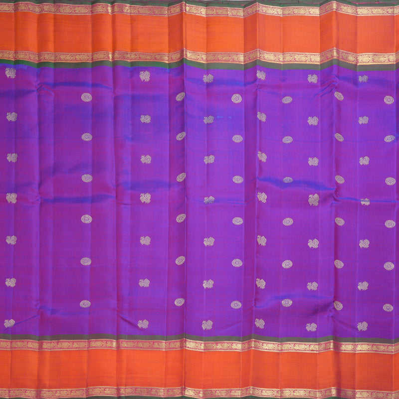 Hayagrivas Handloom Purple Kanjivaram Silk Saree with Orangish-Pink Border BF158-SBS