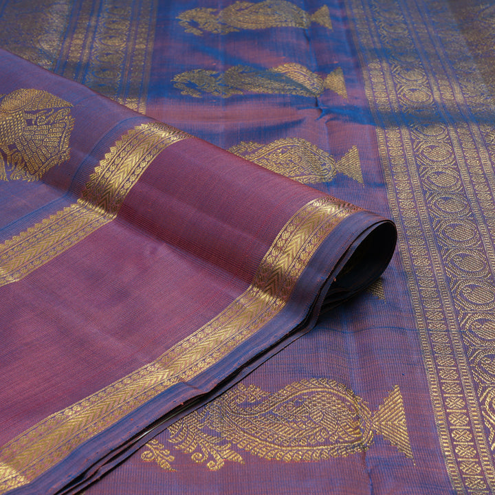 Hayagrivas Handloom Dual Tone (Purple & Blue) Kanjivaram Silk Saree BF17-SBS