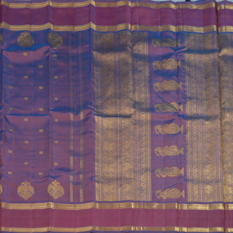 Hayagrivas Handloom Dual Tone (Purple & Blue) Kanjivaram Silk Saree BF17-SBS