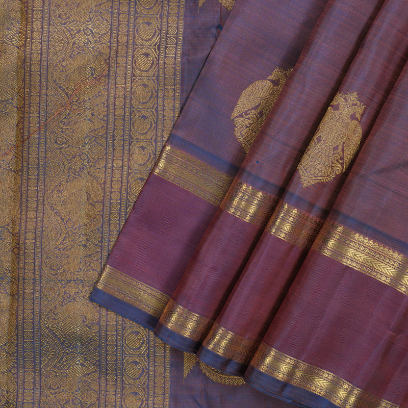 Hayagrivas Handloom Dual Tone (Purple & Blue) Kanjivaram Silk Saree BF17-SBS