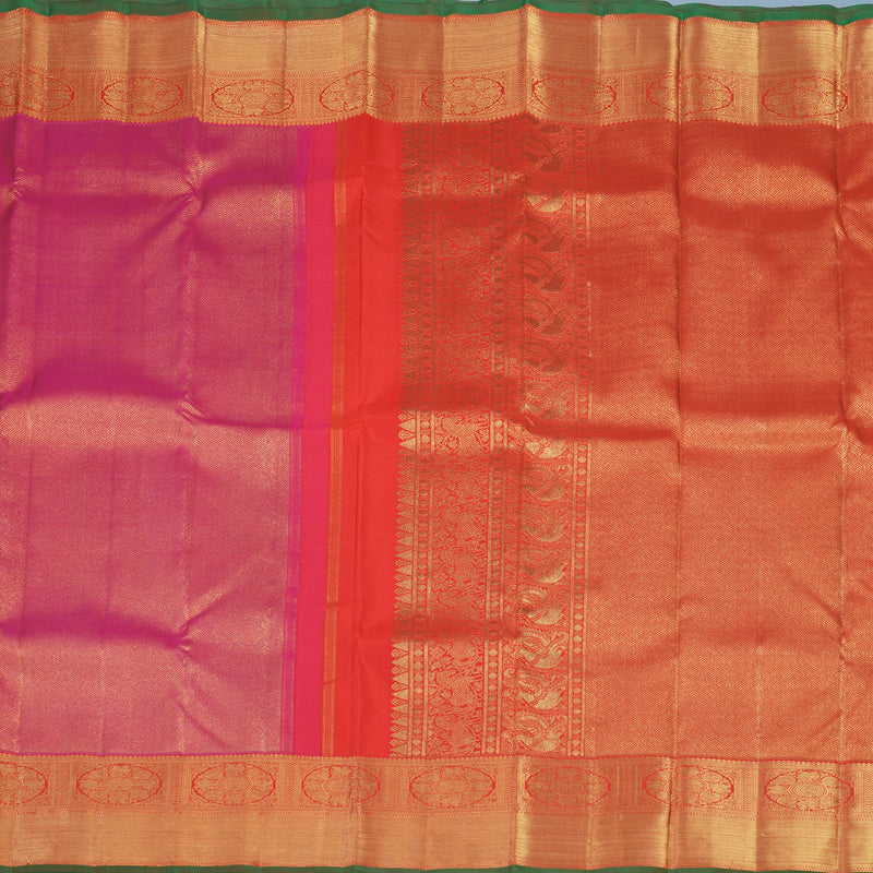 Hayagrivas Handloom Pink Kanjivaram Silk Saree with Orange Border BF2-SBS