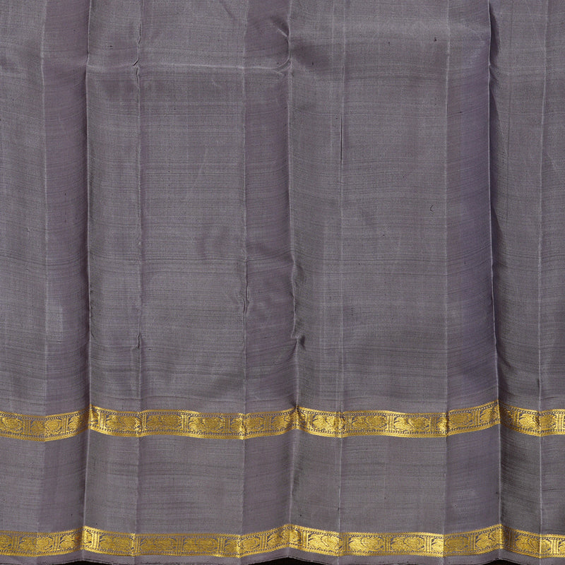 Hayagrivas Handloom Bottle Green Kanjivaram Silk Saree with Lilac-Grey Border BF20-SBS