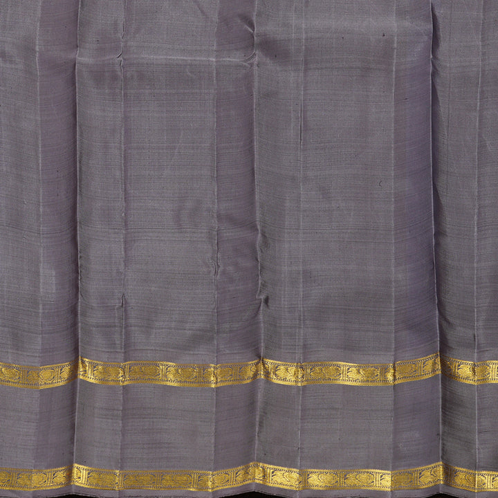 Hayagrivas Handloom Bottle Green Kanjivaram Silk Saree with Lilac-Grey Border BF20-SBS