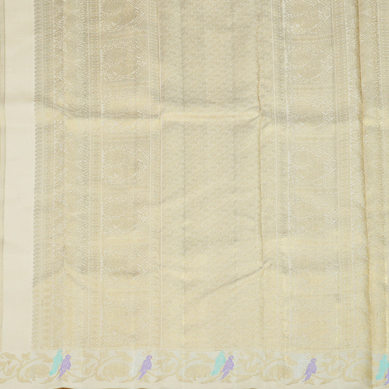 Hayagrivas Handloom Half-White Kanjivaram Silk Saree BF21-SBS