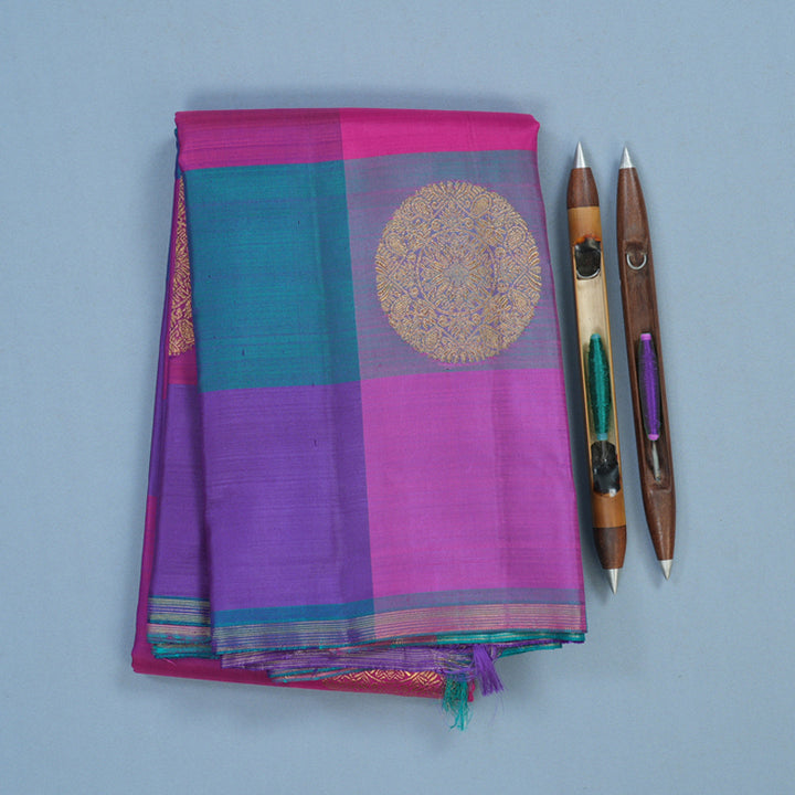 Hayagrivas Handloom Multicolour Checks Kanjivaram Silk Saree BF22-SBS