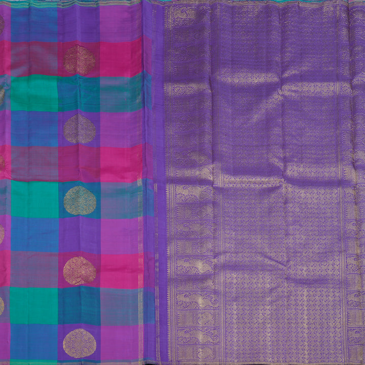Hayagrivas Handloom Multicolour Checks Kanjivaram Silk Saree BF22-SBS