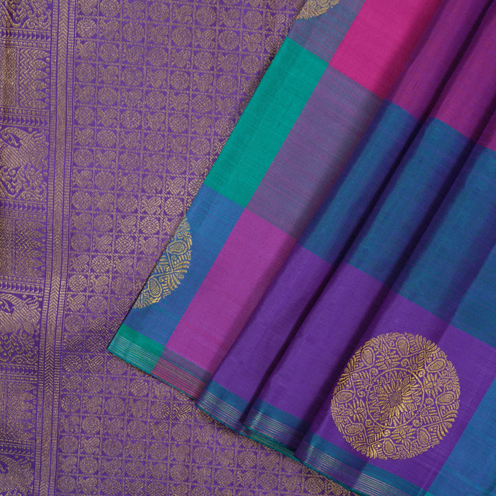 Hayagrivas Handloom Multicolour Checks Kanjivaram Silk Saree BF22-SBS