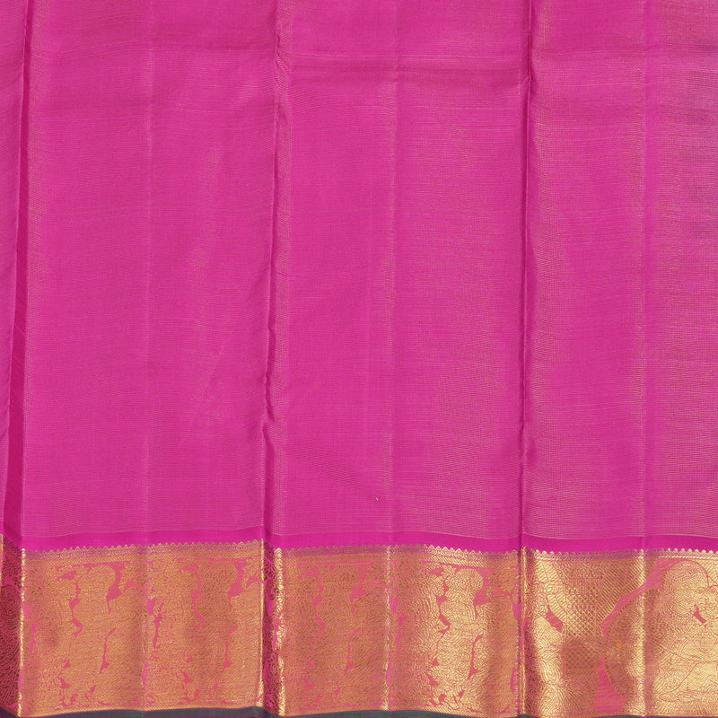 Hayagrivas Handloom Rani Pink Kanjivaram Silk Saree with Orangish-Pink Border BF24-SBS