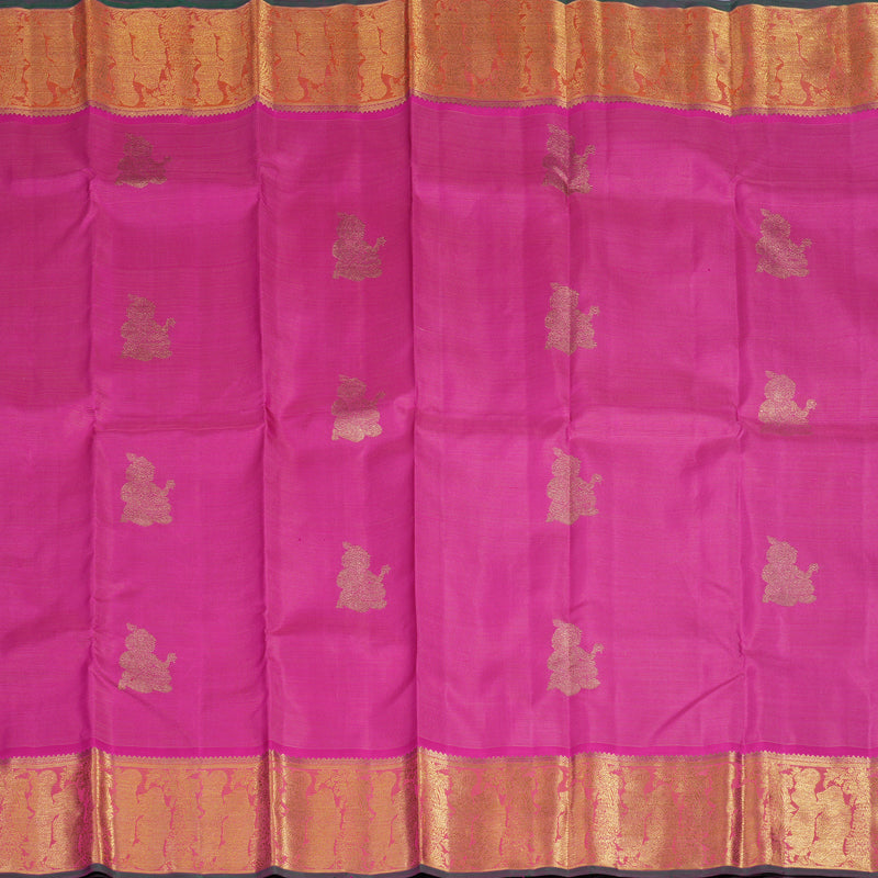 Hayagrivas Handloom Rani Pink Kanjivaram Silk Saree with Orangish-Pink Border BF24-SBS