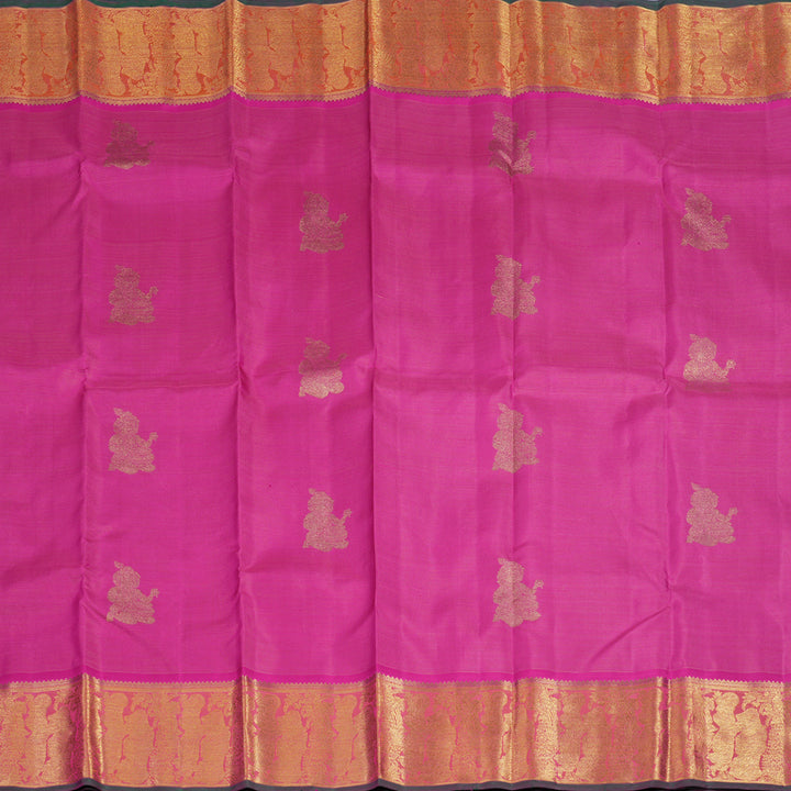 Hayagrivas Handloom Rani Pink Kanjivaram Silk Saree with Orangish-Pink Border BF24-SBS