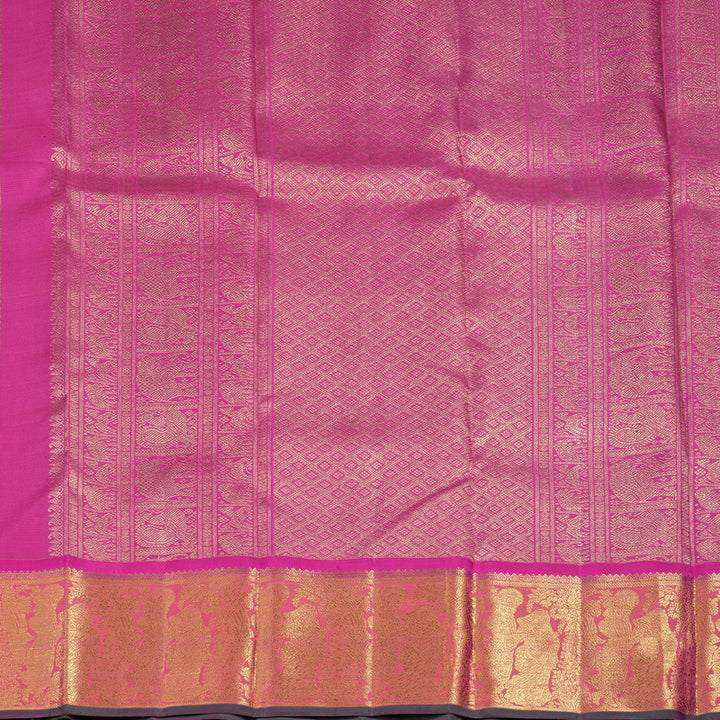 Hayagrivas Handloom Rani Pink Kanjivaram Silk Saree with Orangish-Pink Border BF24-SBS