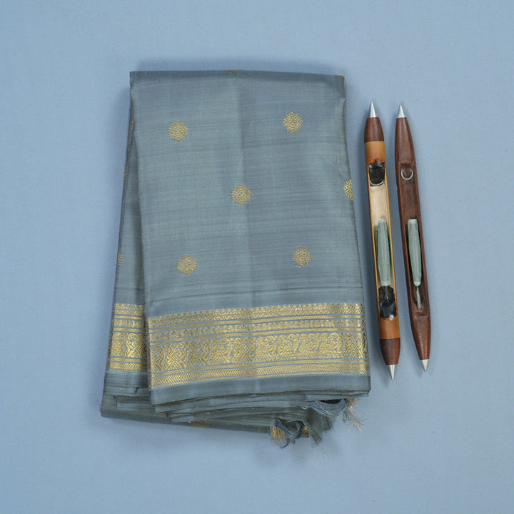 Hayagrivas Handloom Silver Grey Kanjivaram Silk Saree BF25-SBS