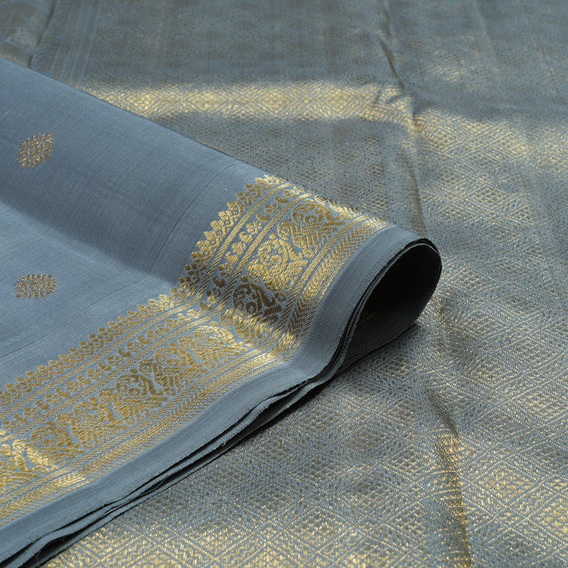 Hayagrivas Handloom Silver Grey Kanjivaram Silk Saree BF25-SBS