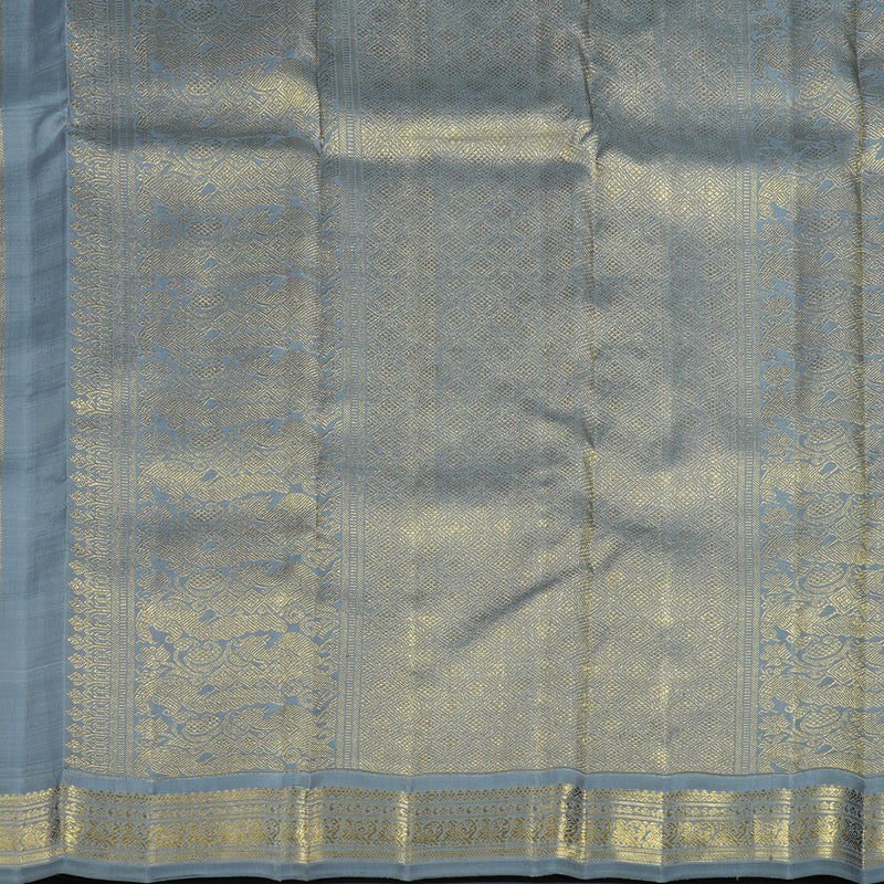 Hayagrivas Handloom Silver Grey Kanjivaram Silk Saree BF25-SBS