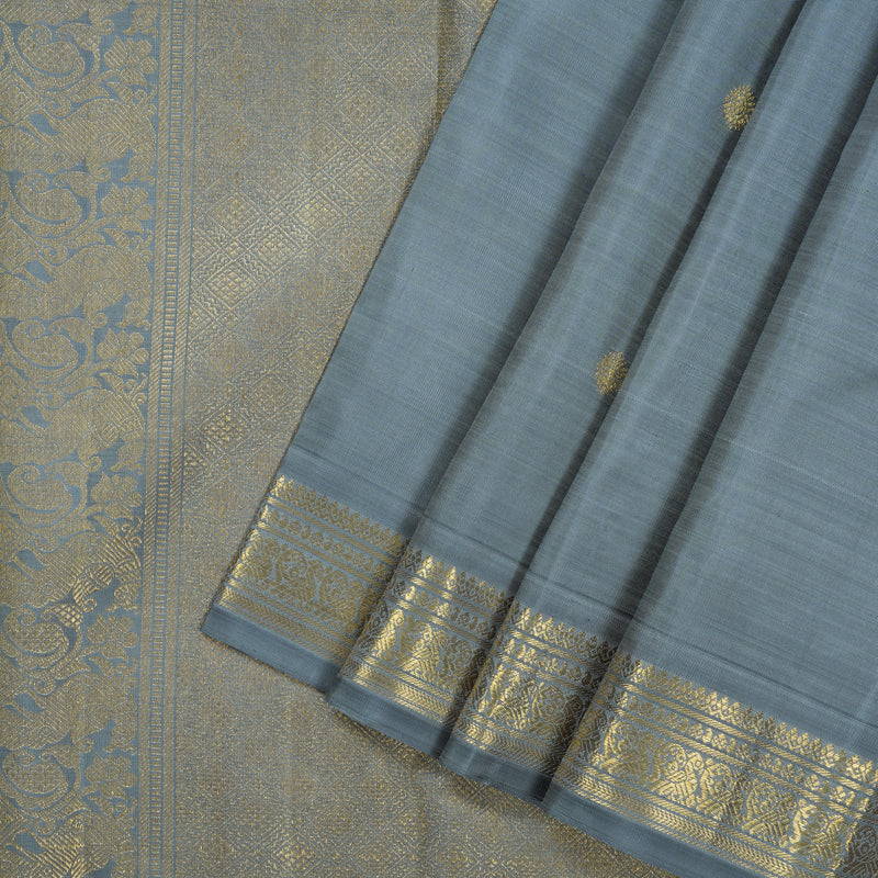 Hayagrivas Handloom Silver Grey Kanjivaram Silk Saree BF25-SBS