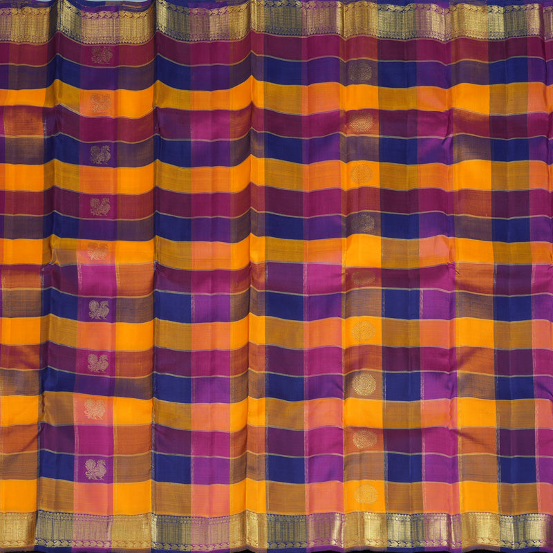 Hayagrivas Handloom Multicolour Checks Kanjivaram Silk Saree BF26-SBS