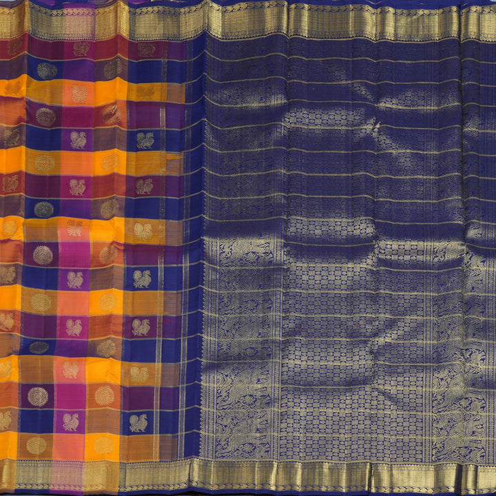 Hayagrivas Handloom Multicolour Checks Kanjivaram Silk Saree BF26-SBS