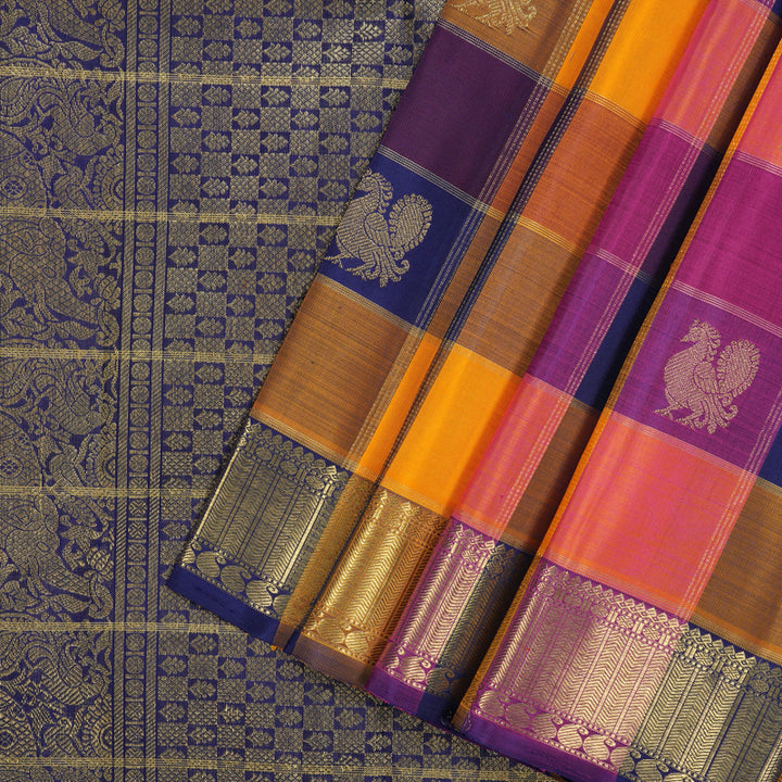 Hayagrivas Handloom Multicolour Checks Kanjivaram Silk Saree BF26-SBS