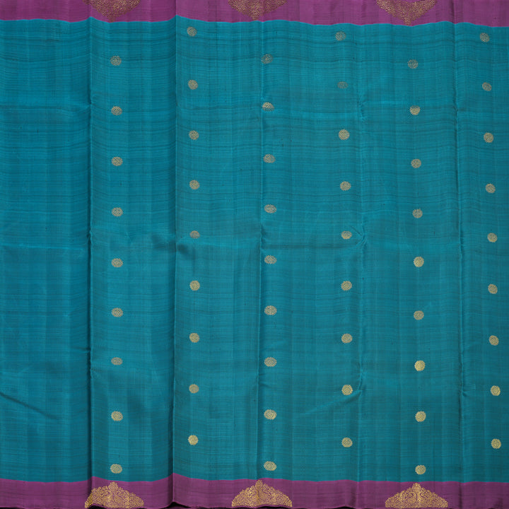 Hayagrivas Handloom Rama Blue Kanjivaram Silk Saree with Purple Border BF29-SBS
