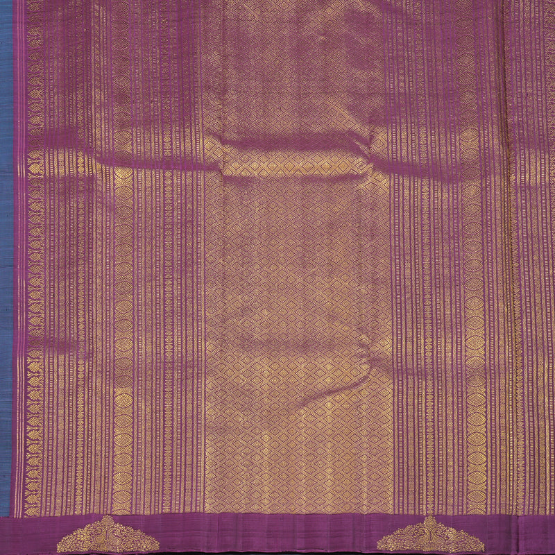 Hayagrivas Handloom Rama Blue Kanjivaram Silk Saree with Purple Border BF29-SBS