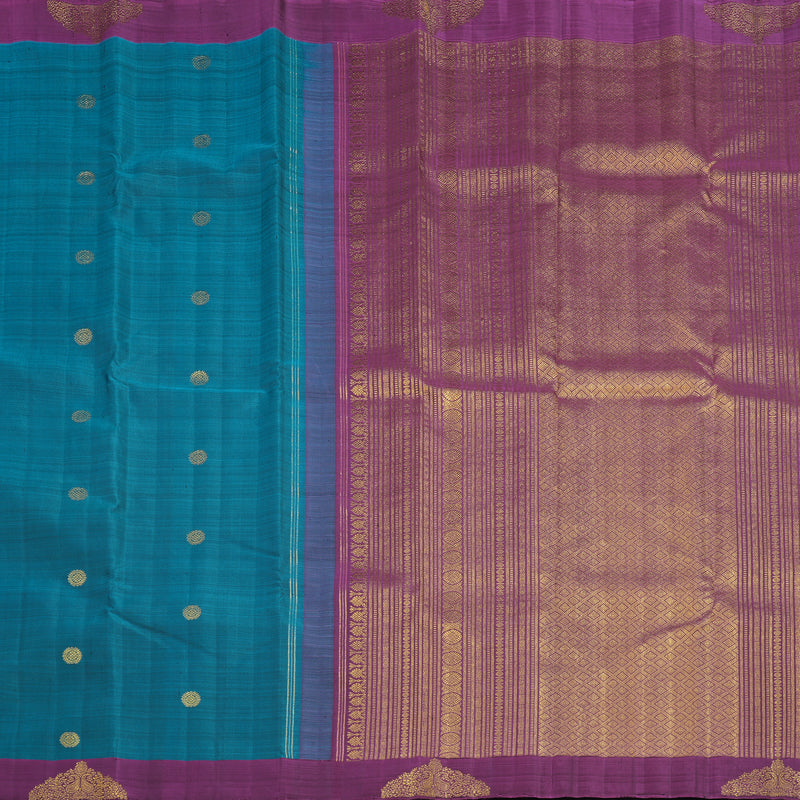 Hayagrivas Handloom Rama Blue Kanjivaram Silk Saree with Purple Border BF29-SBS
