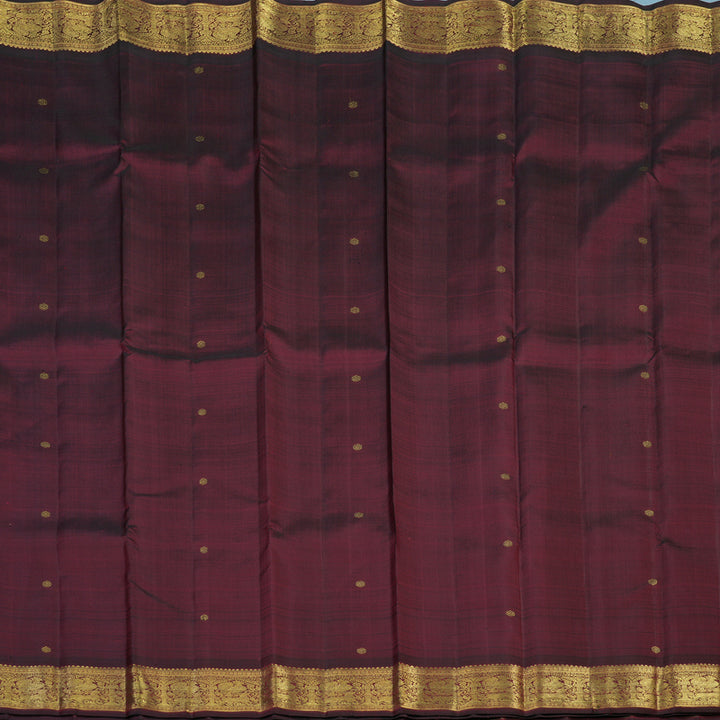 Hayagrivas Handloom Wine Maroon Kanjivaram Silk Saree BF3-SBS