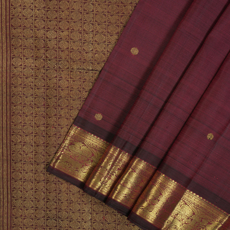 Hayagrivas Handloom Wine Maroon Kanjivaram Silk Saree BF3-SBS