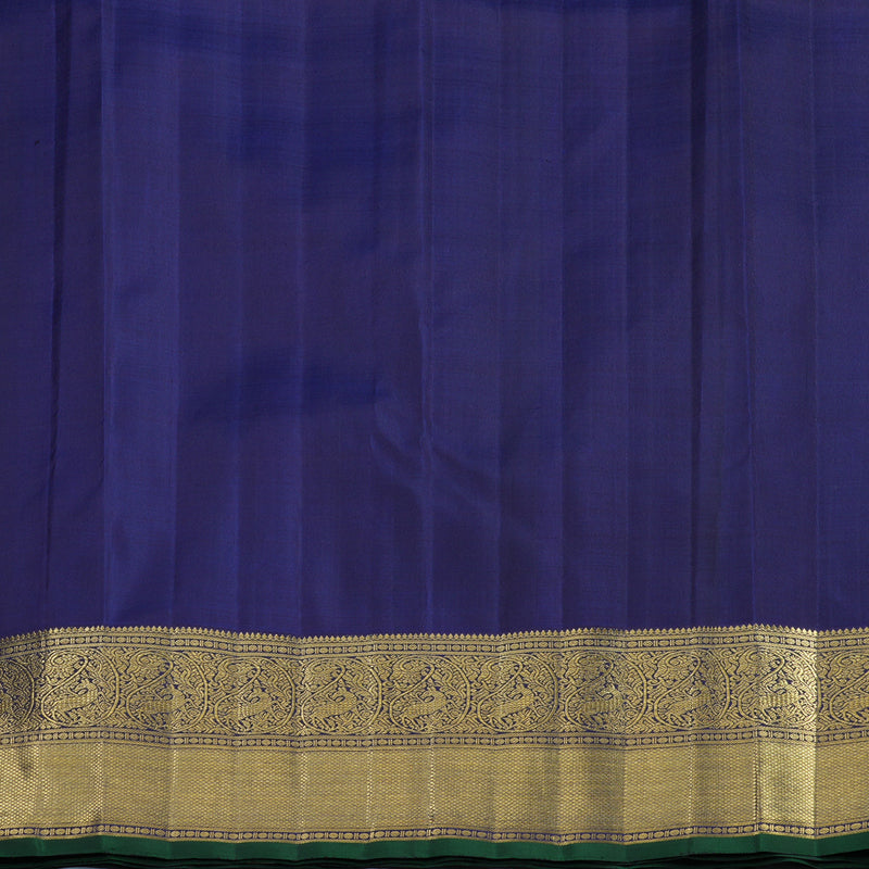 Hayagrivas Handloom Meenakshi Pachai Kanjivaram Silk Saree with Navy Blue Border BF32-SBS