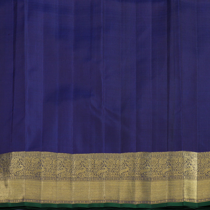 Hayagrivas Handloom Meenakshi Pachai Kanjivaram Silk Saree with Navy Blue Border BF32-SBS