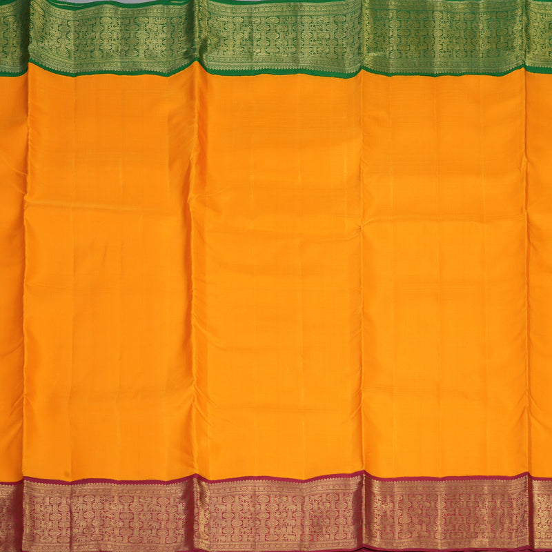 Hayagrivas Mambazham Orange Handloom Ten Yards Silk Saree with Ganga Jamuna Border BF33-SBS